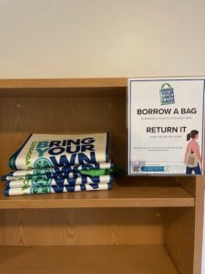 Borrow-A-Bag station at CWRU Tinkham Veale Center, in support of BYOBags